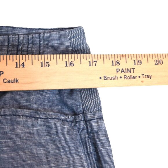 Cidra by Anthropologie Blue Linen Cropped Pants Size 12 100% Linen Wide Leg Summ - Picture 6 of 9